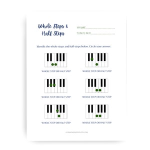 Whole Steps and Half Steps Worksheet | Music Theory Printable ...
