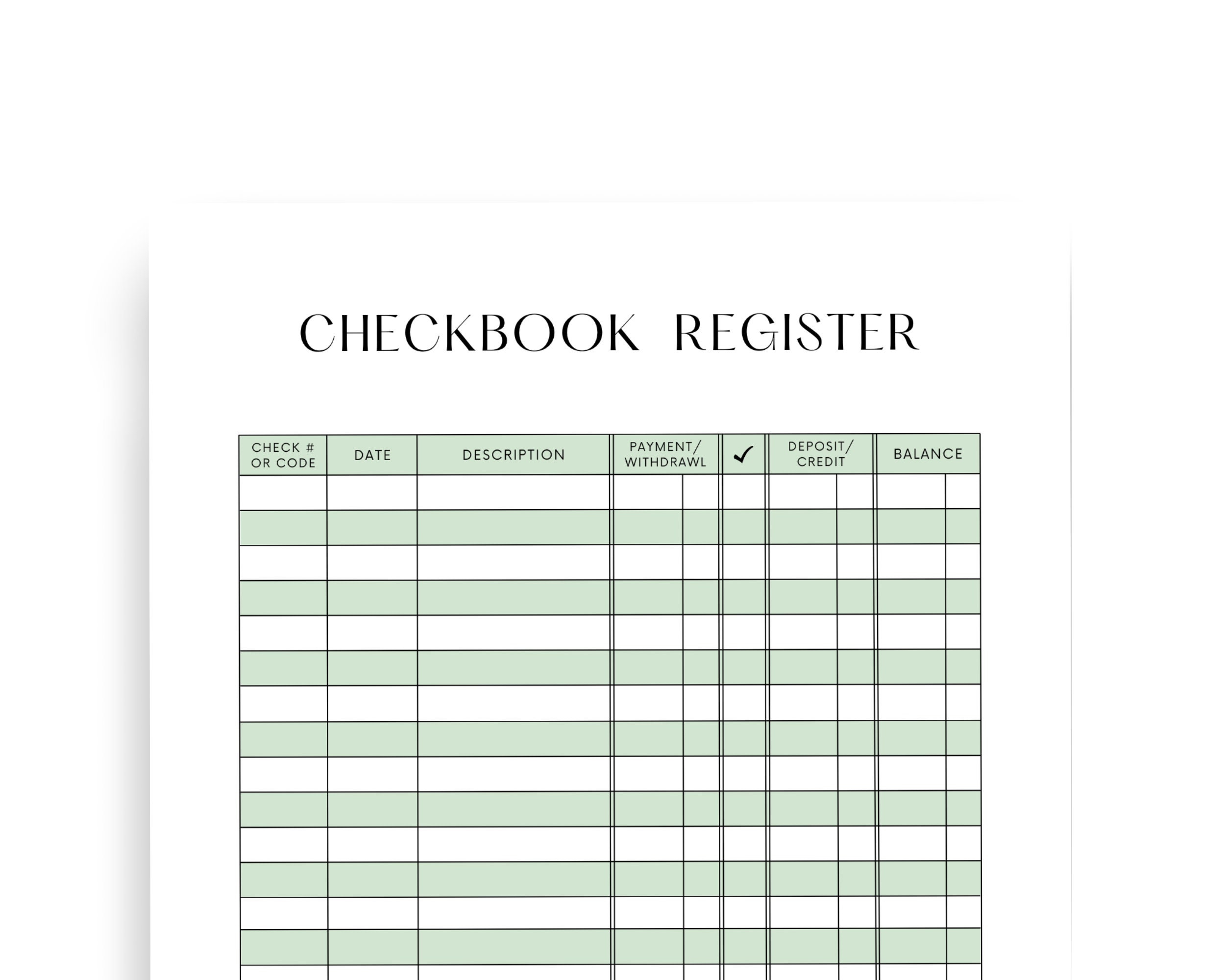 Checkbook Register | Transaction Register | Minimalist Office Printable ...