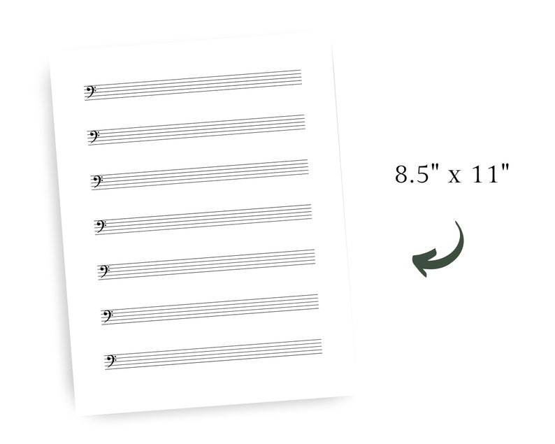 Printable Staff Paper Bass Clef Staff Paper Manuscript Etsy