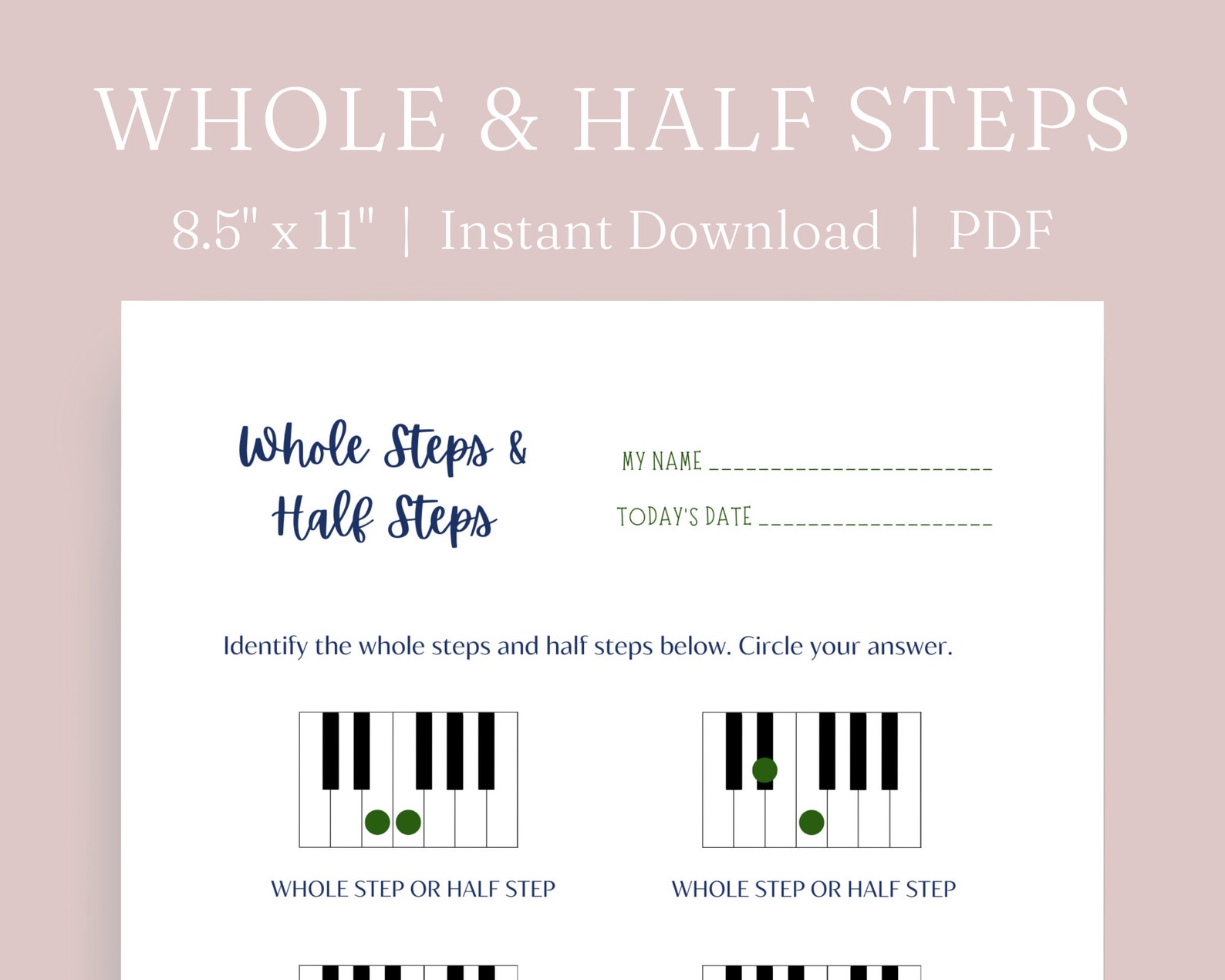 Whole Steps And Half Steps Worksheet Answer Key