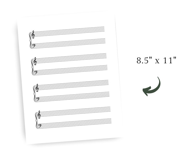 Staff Paper Printable Grand Staff Blank Sheet Music Etsy