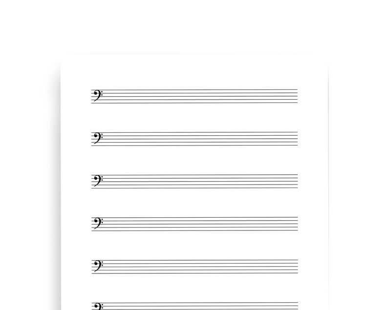 Printable Staff Paper Bass Clef Staff Paper Manuscript Etsy