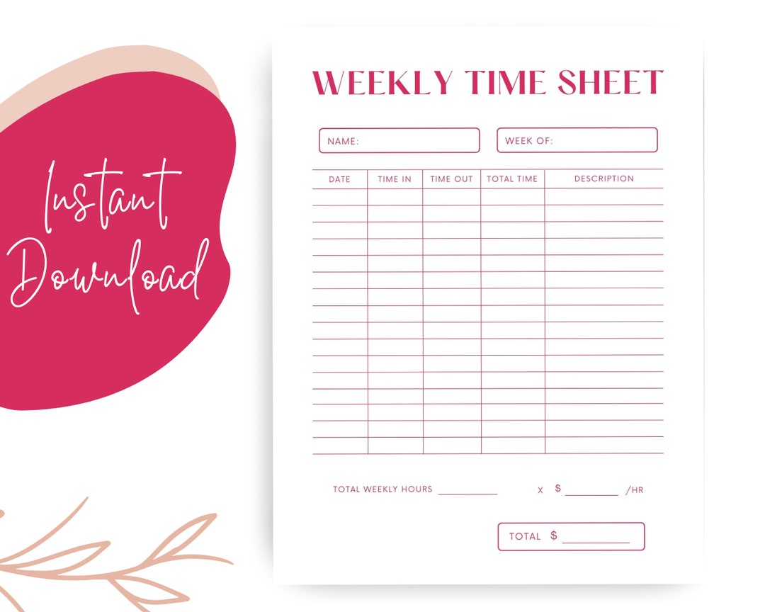 weekly-time-sheet-minimalist-time-sheet-printable-etsy