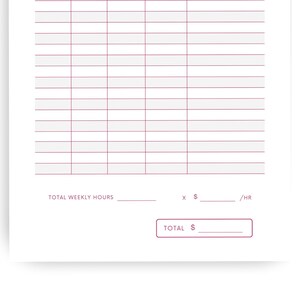 Weekly Time Sheet | Minimalist Time Sheet | Printable | Instant ...