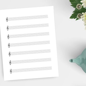 Blank Sheet Music | Printable Staff Paper | Treble Clef Staff Paper | Manuscript Paper | Instant Download
