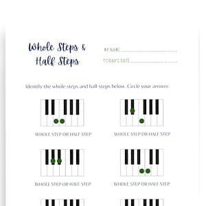 Whole Steps and Half Steps Worksheet | Music Theory Printable ...
