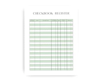 Printable Checkbook Register Template, Bank Transaction Tracker: PDF ...