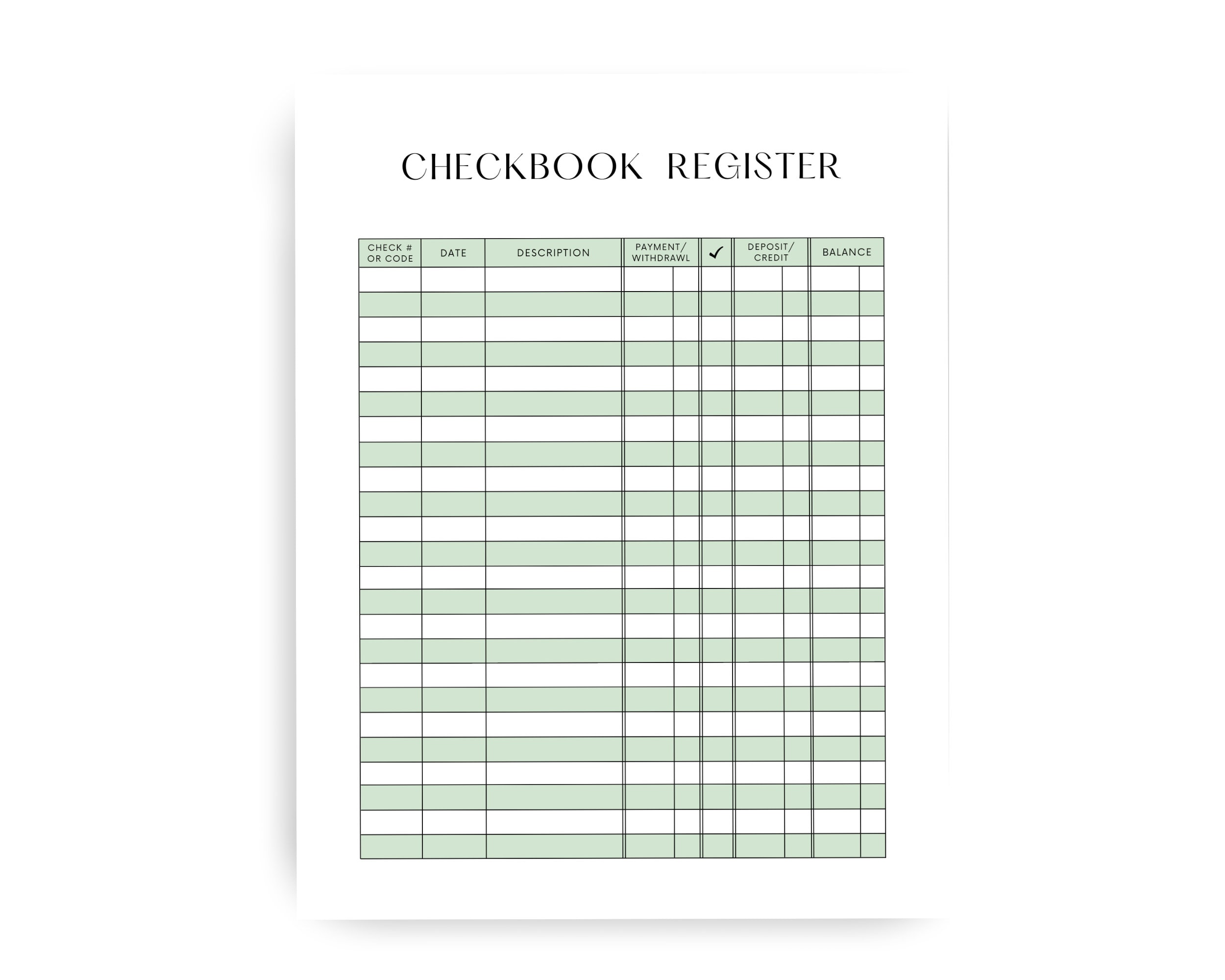 Checkbook Register | Transaction Register | Minimalist Office Printable ...