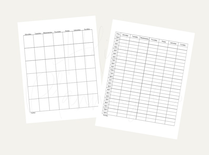 Undated Planner Printable Digital Download Monthly Weekly Etsy