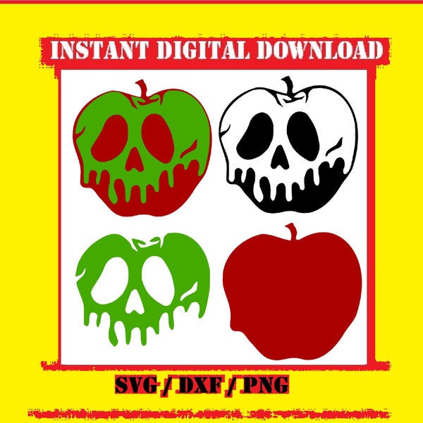 Poison Apple svg, Snow White, Evil Queen, Villain, svg, png, dxf, jpeg, Digital Download, Cut File, Cricut, Silhouette, Glowforge