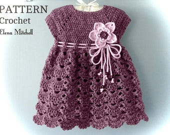 Crochet PATTERN # 6 Crochet Pattern Baby Dress Christening Baby Dress Pattern in English PDF