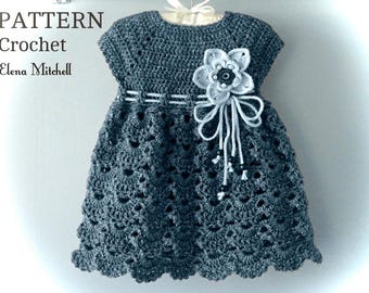 Crochet PATTERN # 6 Crochet Pattern Baby Dress Christening Baby Dress Pattern in English PDF