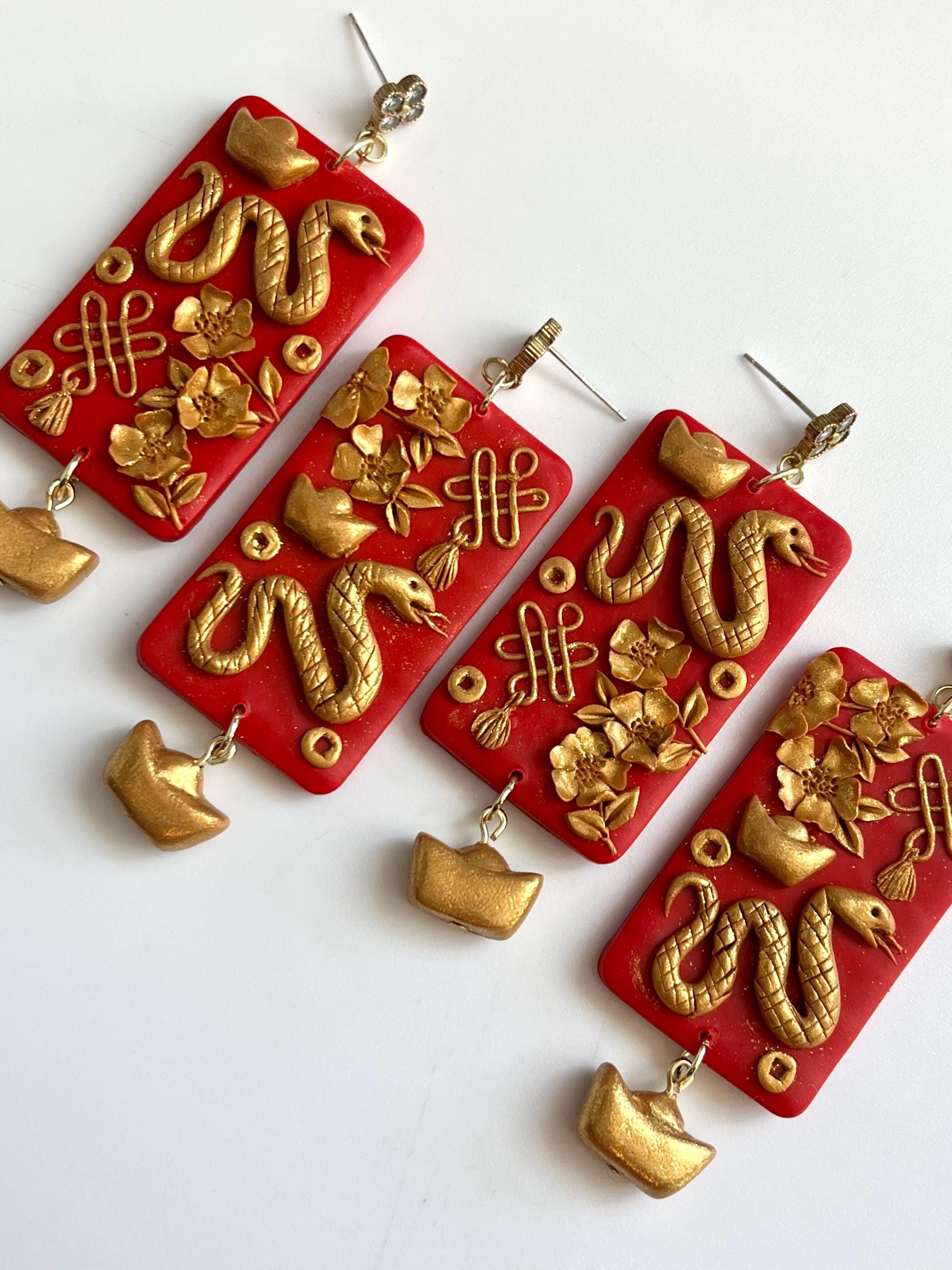 70s Vintage coin × beards chinese character design earrings