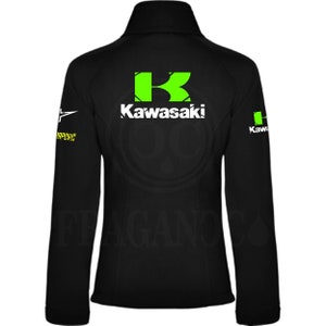 Veste coupe-vent softshell Kawasa, avec logos moteurs pour les motards. Personnalisé avec du vinyle textile de 1ère qualité. image 7