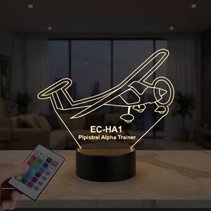 Pipistrel Alpha Trainer EC-HA1 LED-flygplanslampa - Personlig flygpresent - Pilotbordslampa - Present till piloter
