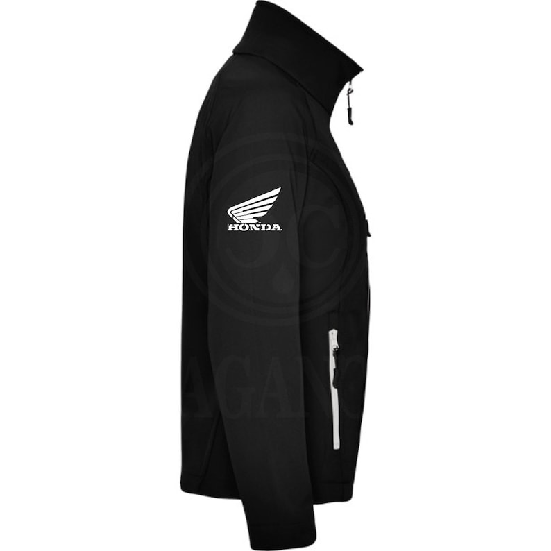 Hon softshell windbreaker jacket with motor logos for bikers. Personalized with 1st quality textile vinyl. image 8