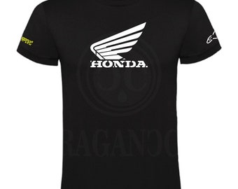 T-shirt noir Hon pour homme ou femme, avec logos personnalisés du monde automobile. Prénom personnalisé au dos au choix.