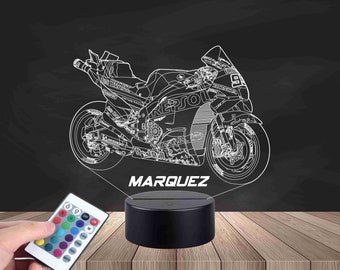 Lampara led 3d moto competicion, Lámpara LED para coche gp, Lámpara de escritorio LED, Lámpara de cambio de colores 2023