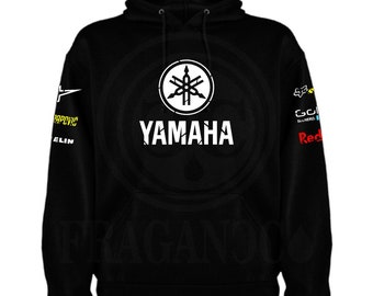 Yama-Sweatshirt mit oder ohne Kapuze und mit oder ohne Kängurutasche mit personalisierten Logos aus der Motorwelt. Benutzerdefinierter Name zur Auswahl.