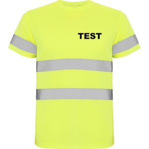 High-visibility short-sleeved technical T-shirt, work, labor, construction, worker, personalized with logo on chest and back, 4 colors
