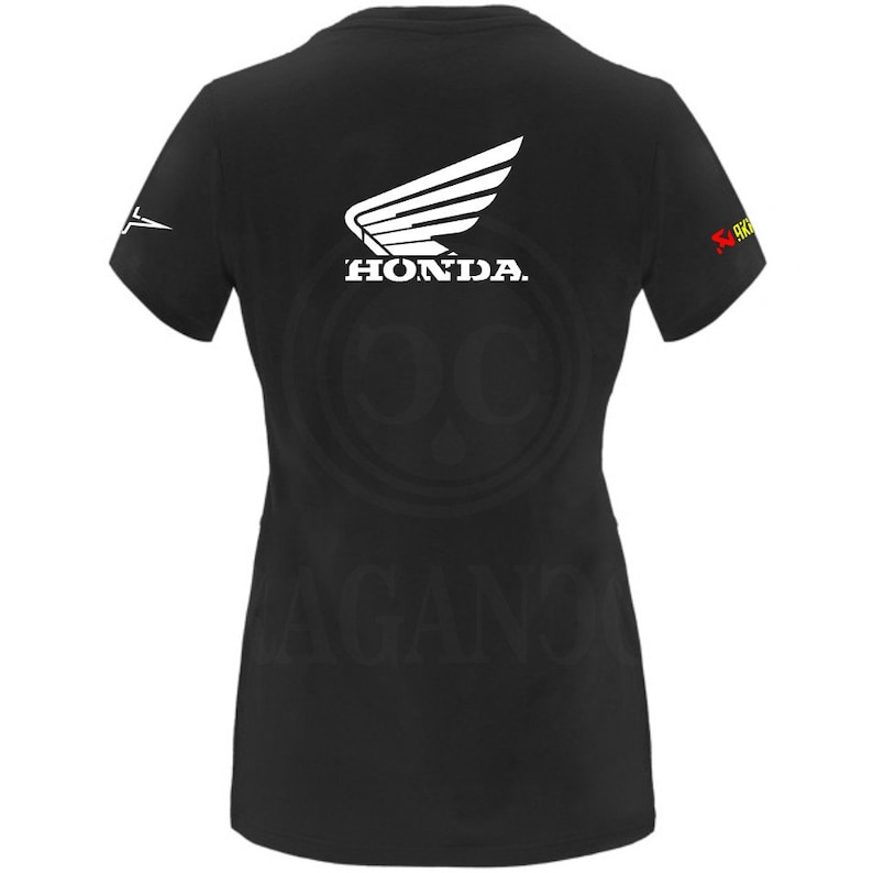 Camiseta negra Hon para hombre o mujer, con logos personalizados del mundo motor. Nombre personalizado en hombro a elegir imagen 6