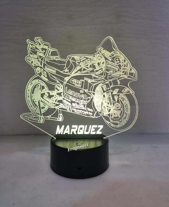 Lampara led 3d MotoGP, Lámpara LED gp25, Lámpara de escritorio Marc , Lámpara de cambio de colores 2025, lampara led Márquez, moto GP Italia