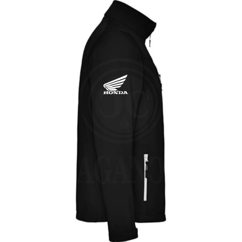 Veste coupe-vent softshell Hon avec logos de moteur pour les motards. Personnalisé avec du vinyle textile de 1ère qualité. image 3