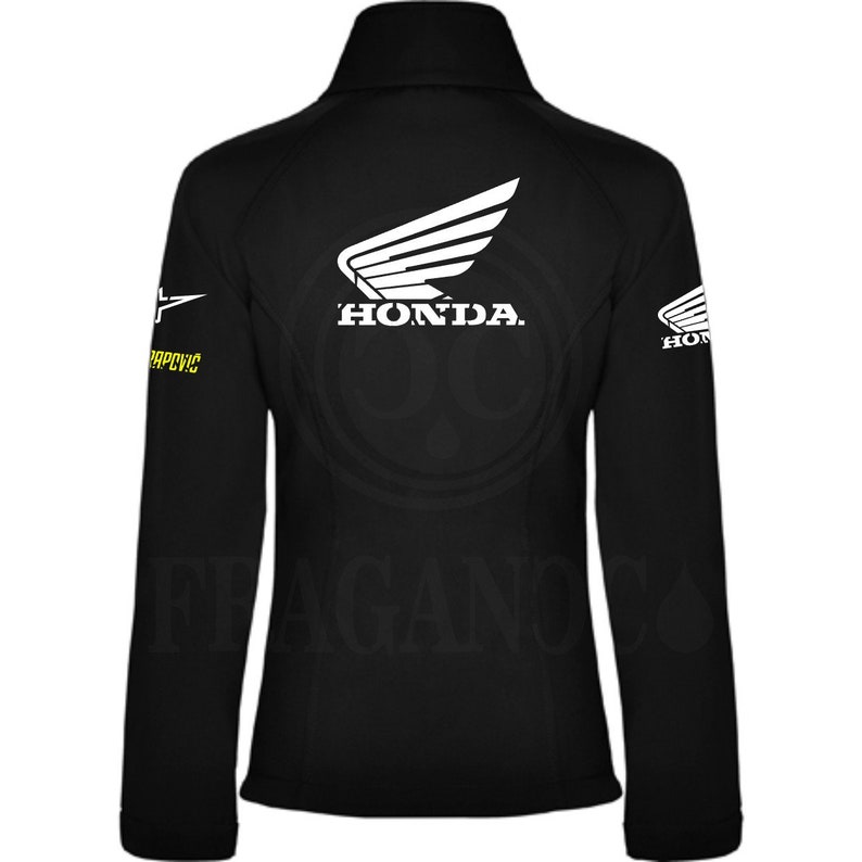 Hon softshell windbreaker jacket with motor logos for bikers. Personalized with 1st quality textile vinyl. image 7