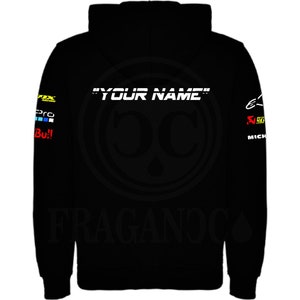 Sudadera Hon con o sin capucha y con o sin bolso tipo canguro con logos personalizados del mundo motor. Nombre personalizado a elegir. imagen 3