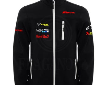 Chaqueta cortavientos softshell Fant,  con logos motor para moteros. Personalizada con vinilo textil de 1ra calidad.