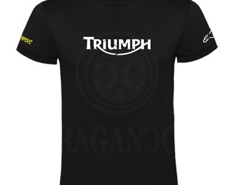 Camiseta negra Trium para hombre o mujer, con logos personalizados del mundo motor.  Nombre personalizado en espalda a elegir.