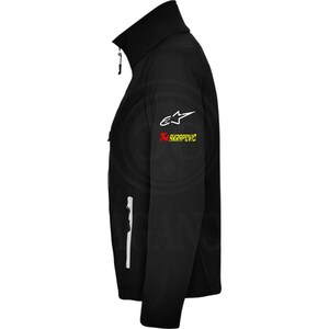 Hon softshell windbreaker jacket with motor logos for bikers. Personalized with 1st quality textile vinyl. image 9