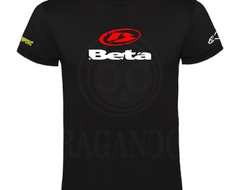 Camiseta negra Be, para hombre o mujer, con logos personalizados del mundo motor.  Nombre personalizado en espalda a elegir.