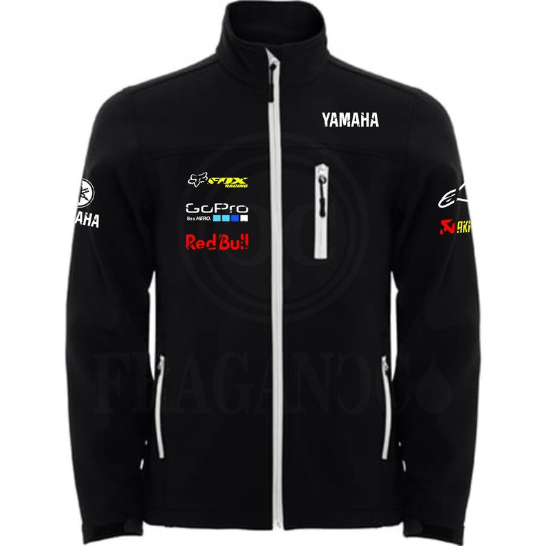 Yama softshell windbreaker jacket, with motor logos for bikers. Personalized with 1st quality textile vinyl. image 1