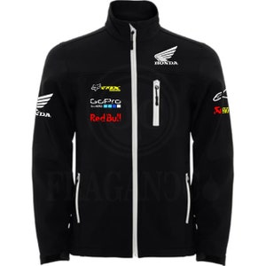 Hon softshell windbreaker jacket with motor logos for bikers. Personalized with 1st quality textile vinyl. image 1