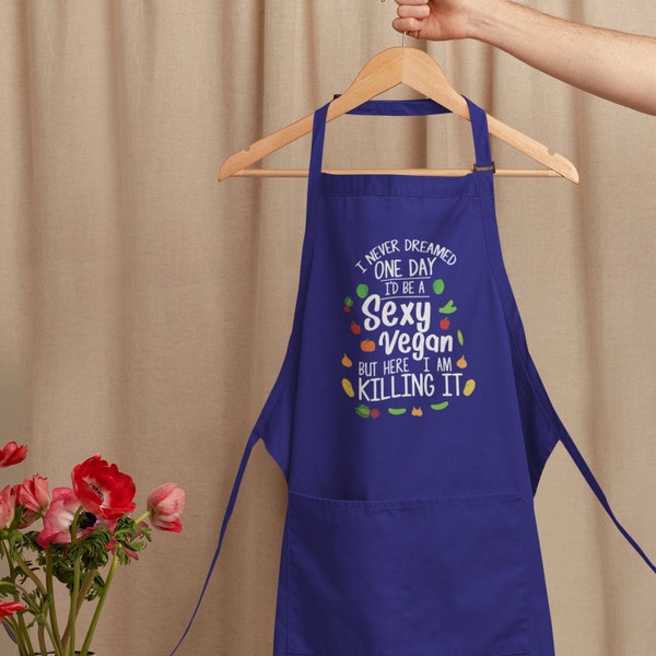 Vegan Apron I Am Killing It Premier Cotton Apron, Plant Based Cooking Chef Aprons , Adults Graphic Printed Vegan Apron For Men and Women