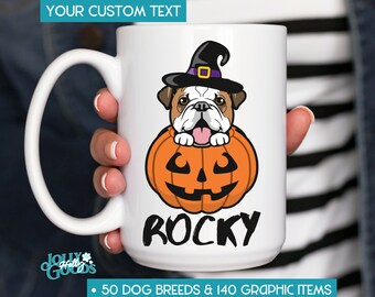 Custom Halloween Dog Mug, Halloween Gift Mug For Her, Custom Text Coffee Cup For Him, Personalized Halloween Pet Mug, Holiday Mug Gift Idea