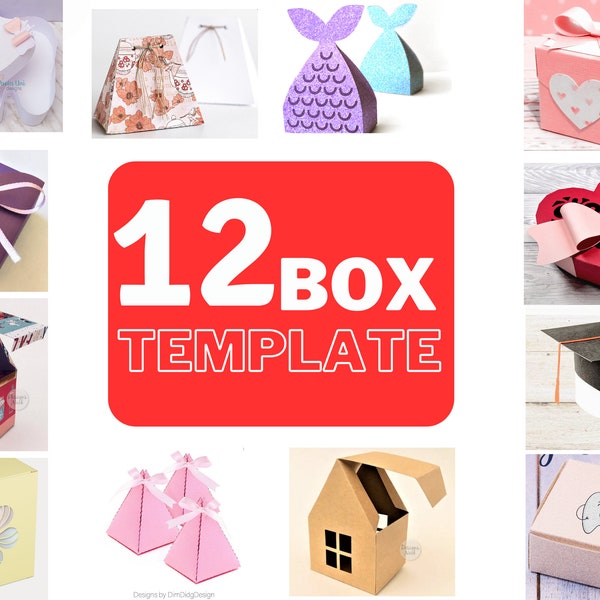 12 Box Template SVG Exclusively for Cricut Create Unique Gift Boxes and Packaging! Digital Bundle Box Template