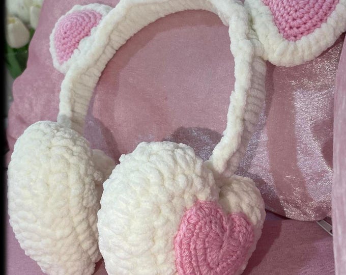 Crochet Heart Earmuffs Pattern Cat and Heart Earmuffs Easy Crochet
