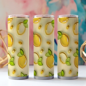 Vibrant and Playful: 20oz Skinny Tumbler with Inflated 3D Fruit