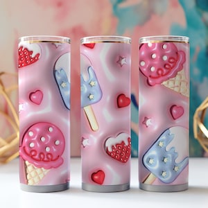 Frozen Delights: 20oz Tumbler Wrap with 3D Inflated Ice Cream Treats