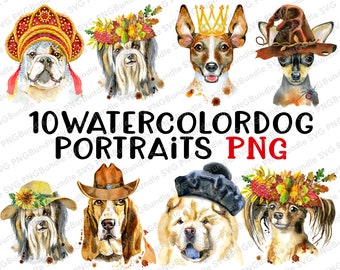 Watercolor Dog Portrait PNG Dog Portrait Dog PNG Memorial Birthday Gift For Her Dog Mom Christmas Gift dog memorial bundle png dog digital