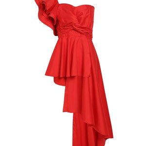 Custom Blackpink Jennie Solo Red One Shoulder High Low Dress - Etsy