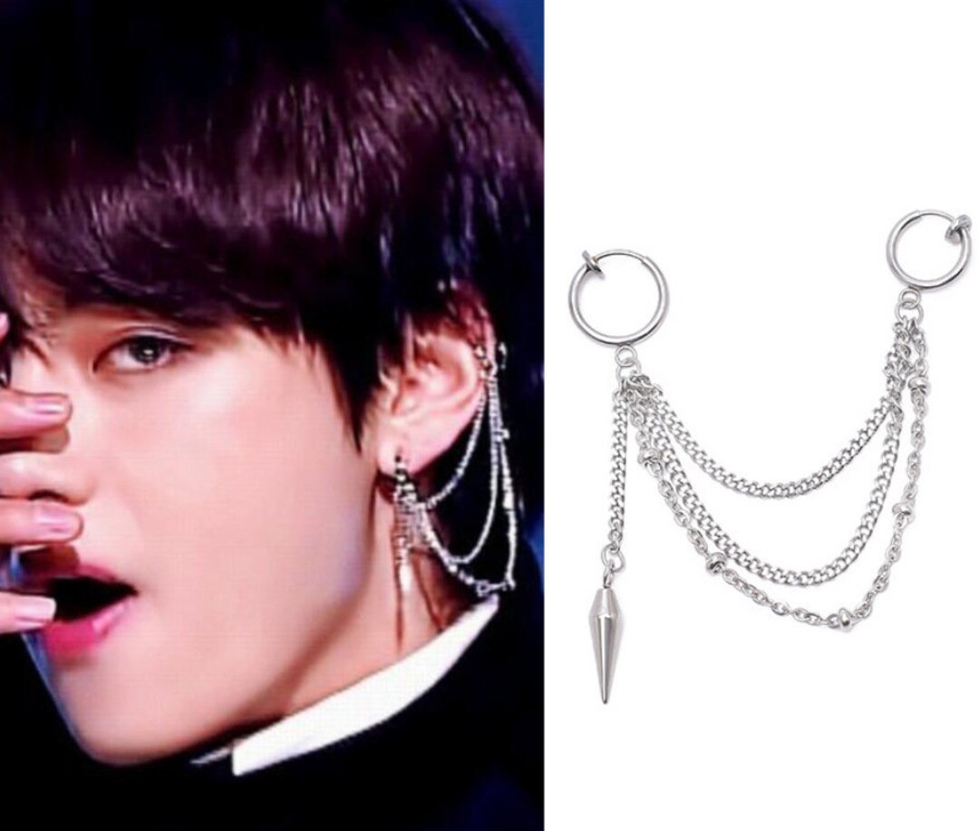 BTS V Kim Tae-hyung Layered Silver Cartilage Clip on Earrings - Etsy