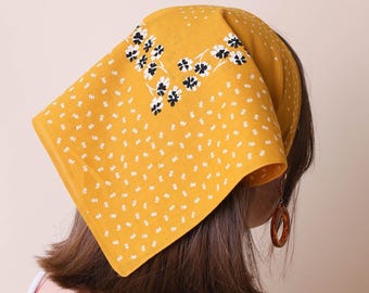 Dots Floral Lightweight Cotton Neckerchief Bandana Scarf