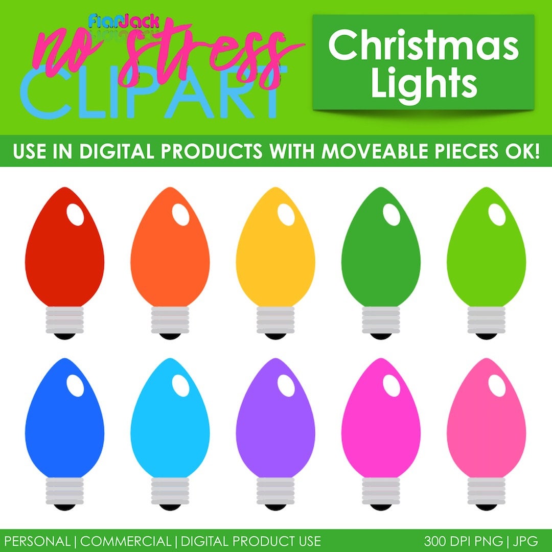 Christmas Light Bulbs Clip Art digital Use Ok Etsy