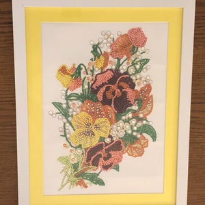 Bouquet of Pansies - Completed Diamond Painting