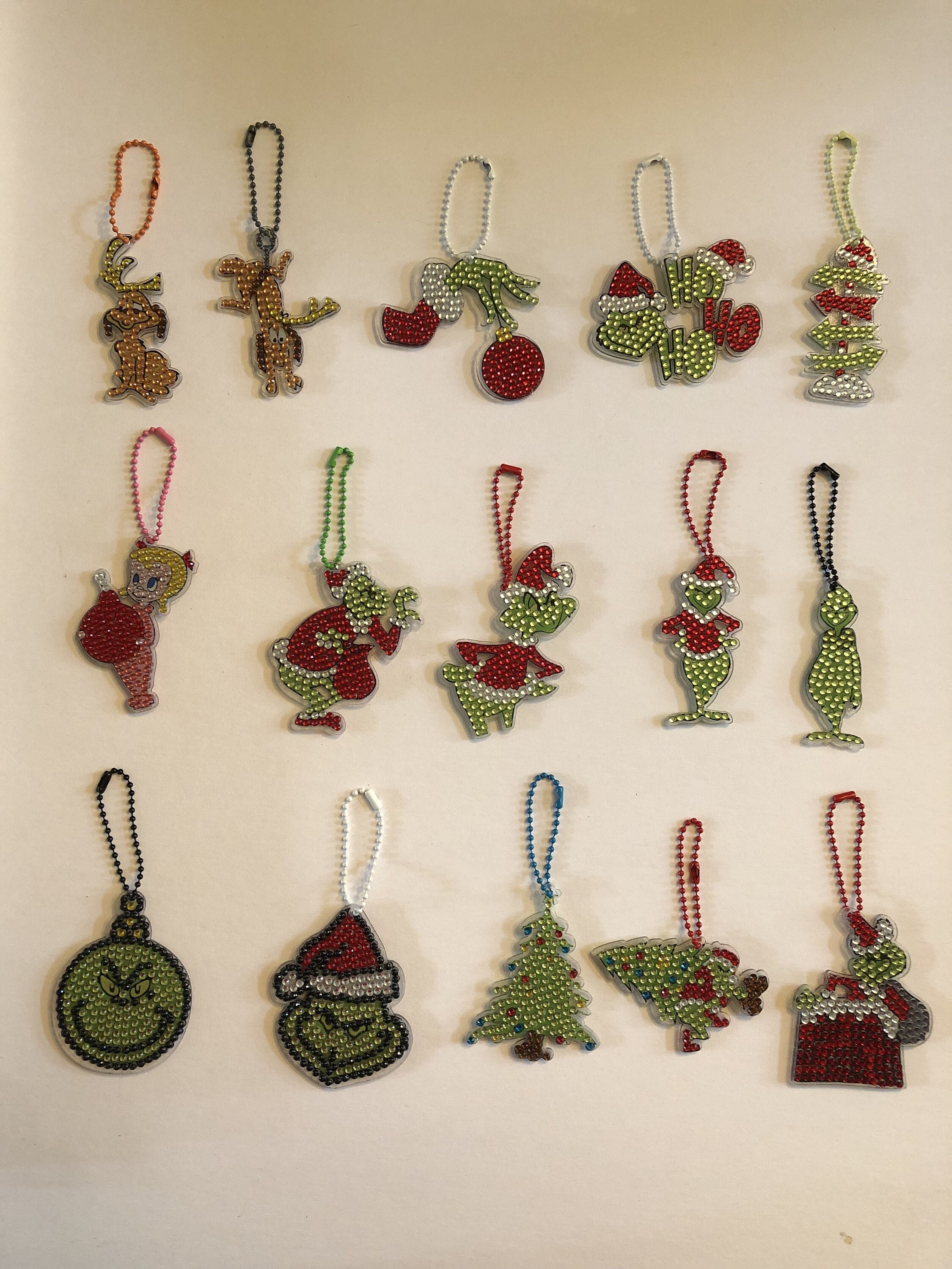 15 Pieces Christmas Diamond Painting Keychain Vintage Diamond