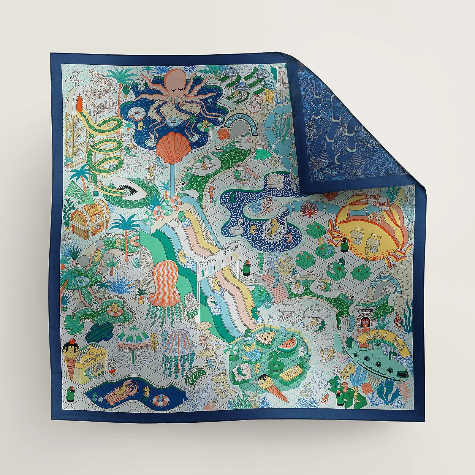 Authentic Hermes Splash Park Double Face Scarf 90 - Etsy
