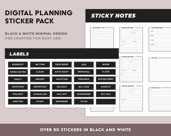 Digital Planner Stickers | Goodnotes stickers, memo pad stickers, sticky note stickers, digital stickers bundle, minimalist sticker pack